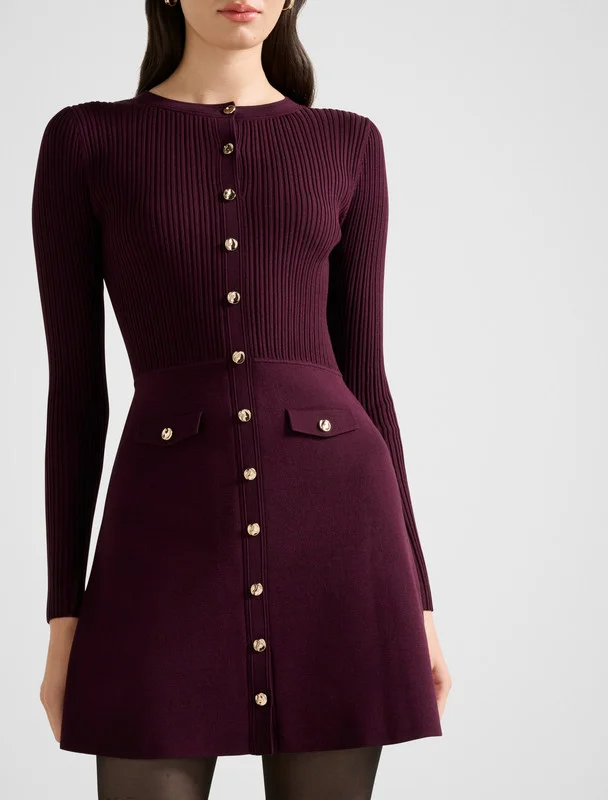 forever new  Kn7544-Royal Purple Women's Mid Dress for Women | Best Price UAE